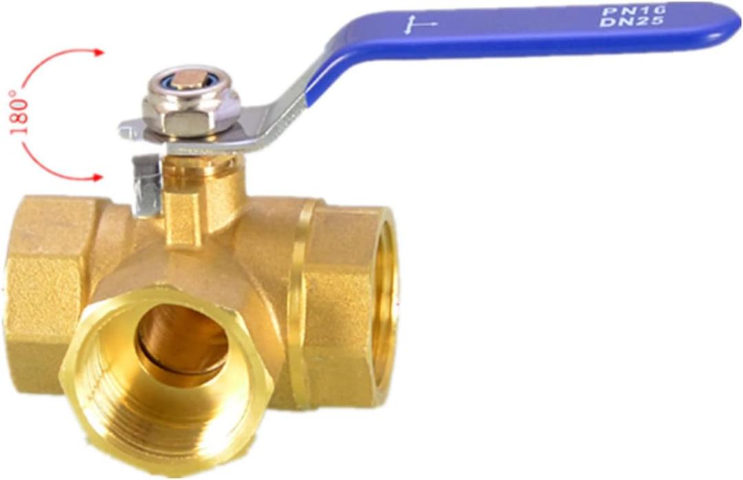 3-Way (T-Port) Ball Valve, NPT Female (1/2") Made of Forged Brass Lever Handle Ball Valve Switch for Water Pipe Natural Gas
