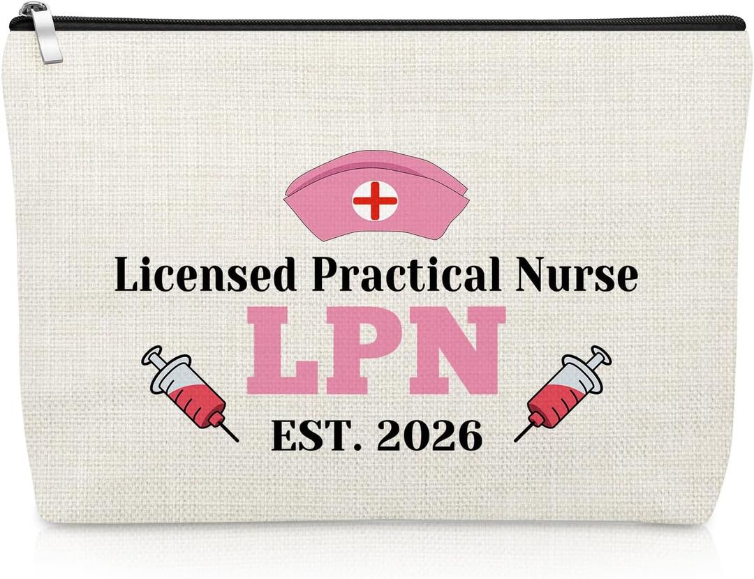 Licensed Practical Nurse Gifts Makeup Bag LPN Gifts for Nurses Graduation 2026 LPN Nurse Gifts LPN Nurse Appreciation Gifts Nurses Week Gift for LPN Nurse RN Medical Student Nursing Cosmetic Bag