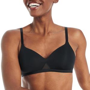 Hanes Women's T-Shirt Bra Pack, Oh So Light Wireless Bra for Women, Convertible Straps, Single or 2-Pack (Large, Black/Nude)