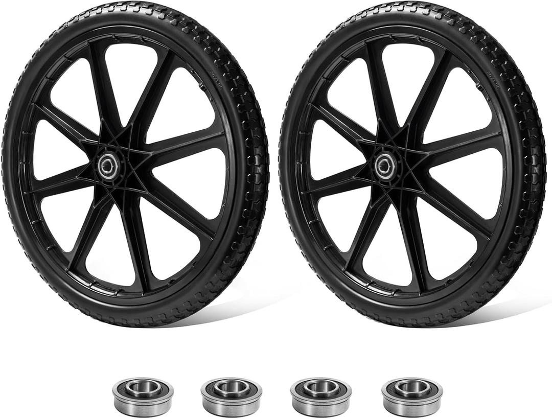 Parts Camp 20" Flat Free Tire Cart Wheels Replacement Rubbermaid Wheelbarrow Wheels Garden Cart Replacement Wheels With 5/8" 3/4" Bearing For Utility Carts/Lawn Carts/Wheelbarrow 2PACK