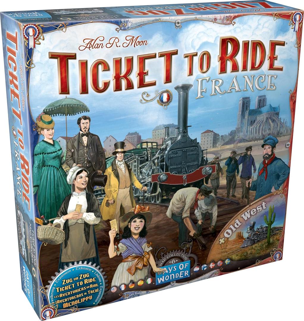 Asmodee Ticket to Ride France + Old West Board Game Expansion - Train Route Strategy Game, Fun Family Game for Kids & Adults, Ages 8+, 2-6 Players, 30-60 Minute Playtime