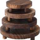 Geetery 4 Pcs Wooden Risers for Display Wood Pedestal Stand Mini Tray Stand Round Wooden Pedestal Holder Rustic Riser for Decor Tiered Tray Decor Home Kitchen, 5/6/7/8 Inch(Brown)