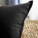 Jeanerlor Natural Cotton Linen Green Decorative 12"x20" Throw Pillow Case Cushion Cover with Twin Needles Stitch on Edge for Lumbar, (30 x 50cm), 2 Pcs, Black