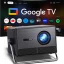 2000 ANSI Official Licensed Google TV Outdoor Projector 4K Full HD, Smart Projector with Wifi and Bluetooth, Auto Focus, Dolby Sound,Built-in Apps,HAPPRUN Indoor Home Theater for Phone/TV Stick/PC/PS5