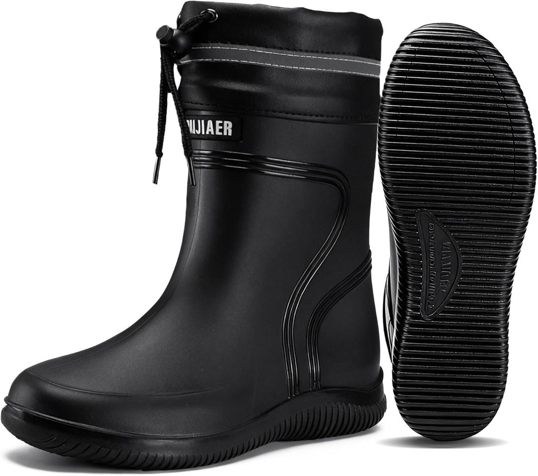 Rain Boots for Men Waterproof Mens Mid-Calf with PVC Rubber Boots Mens Mud Boots, Garden Boots Comfort Lightweight Gardening Fishing Shoes for Yard Farm Outdoor Work, 47
