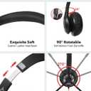 JIAMQISHI USB Headset with Microphone for PC, On-Ear Computer Laptop Headphones with Noise Cancelling Microphone in-line Control for Home Office Online Class Skype Zoom (USB+3.5mm, Black)