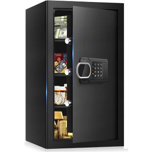 6.1 Cuft Heavy Duty Fire Security Home Safe Box, Large Floor Safe with Digital Keypad & Key Lock, Fire Proof Safes for Home with Three Removable Shelf, Anti-theft Fire Safes for Money, Cash, Documents