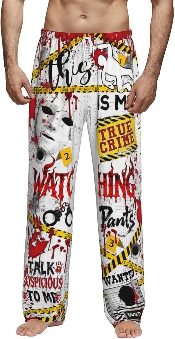Funny Men's Pajama Pants Super Soft Sleep Lounge Pants Lightweight Pjs Bottoms with Pockets Drawstring for Men, XXL