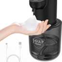 Automatic Soap Dispenser Touchless, 4-Level Adjustable Foaming Electric Foam Hand Soap Dispenser, Wall Mount, 13.5oz for Bathroom Kitchen (Black)