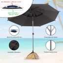 Sunphio Beach Umbrella 7.2 ft with Sand Anchor, Heavy Duty, High Wind Resistant, Portable and Large Windproof Beach Umbrellas with Sand Bags for Travel, Best Sun Protection UV