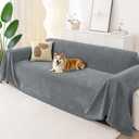 Smiry Couch Cover for Dogs, Washable Chenille Sofa Covers for 3 Cushion Couch, Soft Sofa Slipcover for Pets, Thick Sectional Furniture Protector with Tassels (Grey, 88.5x118 Inch)