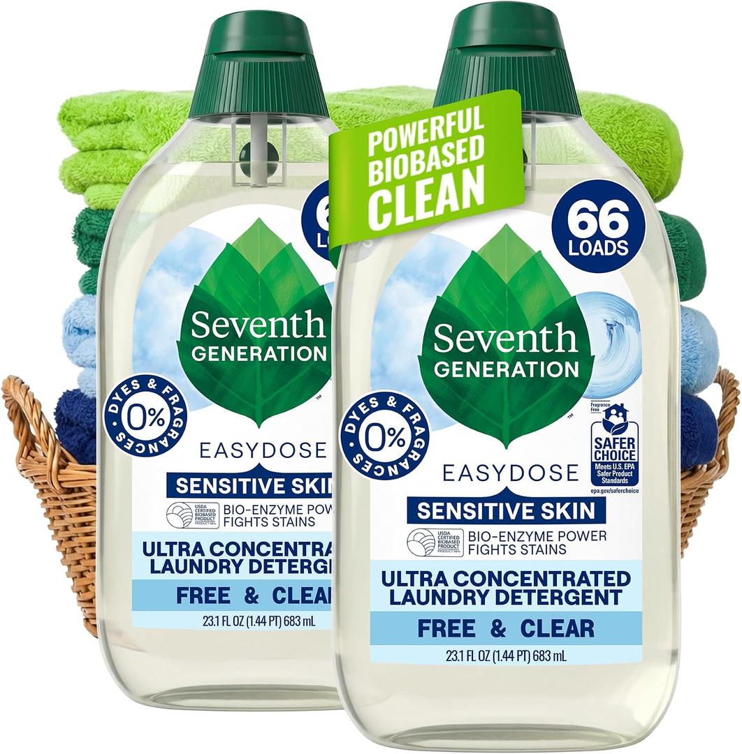 Seventh Generation Laundry Detergent, Ultra Concentrated EasyDose, Free & Clear, 23.1 Fl Oz (Pack of 2) 