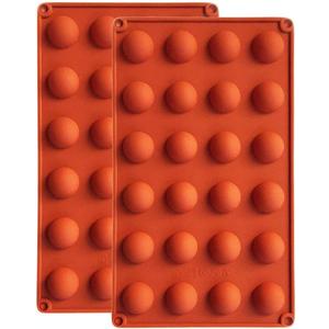 BUSOHA 24 Cavities Semicircle Silicone Molds - Mini Semi Sphere Round Dome Fondant Mold, Bomb Teacake Baking Pan for Cake Decoration, Chocolate Candy Gummy Mousse Jelly Pudding Ice Cube Tray, Set of 2