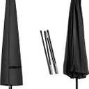 Porch Shield Patio Umbrella Cover - Outdoor Waterproof Garden Market Parasol Covers Fits Market Umbrella 7-10 Feet, Black
