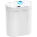 5 Gallon Bathroom Trash Can with Lid, Automatic Motion Sensor White Trash Can, Touchless Slim Waterproof Garbage Bin for Kitchen, Bedroom, Office, and Bathroom