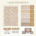 DUKINO 6x9 Area Rug, Vintage Floral Washable Rugs for Living Room, Beige | Non Slip, Low Pile, Non-Shedding, Stain Resistant Soft Large Carpet for Bedroom Home Office Dining Room Farmhouse, Home Decor