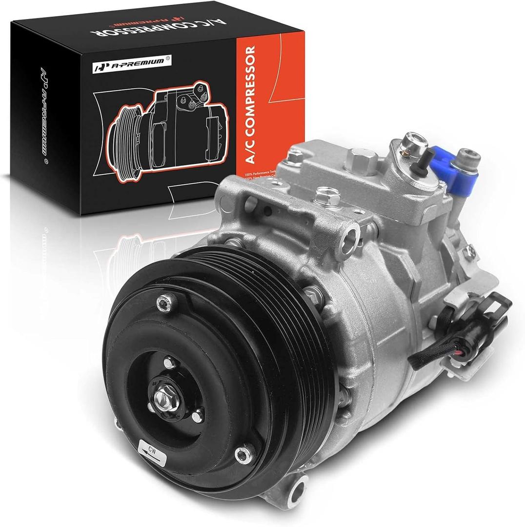 A-Premium Air Conditioner AC Compressor with Clutch Compatible with Land Rover Range Rover 2006-2009, LR3 2005-2009 & Jaguar XF 2009-2010, 7SEU17C Style (Not PXV16 or 10S17C)