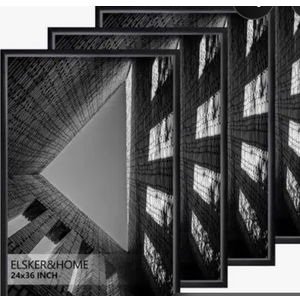 Boarding 24X36 Poster Frame Set of 4, Scratch-Proof Picture Frames for Photo Gallery, Slide-In Strips,Photo Frames 24 x 36 for Horizontal or Vertical Wall Display, Black