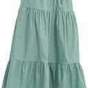 Tronjori Womens A Line Long Midi Denim Skirt Tired Layers with Drawstring | High Waist Skirt ,Elastic Waistband,Front DrawstringSuitable for Spring Summer and Fall Seasons (Green, XL)