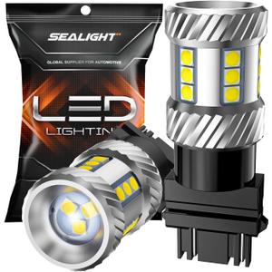 SEALIGHT 3157 LED Bulb Reverse Light, Brake Bulbs 600% Brighter 6000K 1800LM Super Bright 3056 3156 3057 LED Bulbs with Projector Len for DRL Tail Brake Turn Signal Lights, White 2PCS