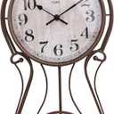 Lily's Home Antique Metal Pendulum Wall Clock - Elegant Regulator Clock for for Living Room & Home Decor & Kitchen Decor & Wall Dcor