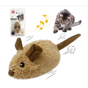Gigwi Interactive Cat Toy Mouse, Moving Automatic Cat Toys Mice Electronic with Furry Tail, Automatic Squeaky Cat Toys for Kitten Indoor/Outdoor Exercise (Brown-Ear) 
