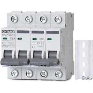 2 x Manual Transfer Switch, 63 Amp 120V/240V AC Dual 2-Pole DIN Rail Mount RV Transfer Switch, Single-Side Interlock Circuit Breaker MTS D2P C63