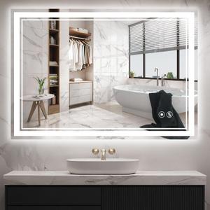 28 x 40 LED Bathroom Mirror Fogless LED Mirror for Bathroom Dimmable 3 Colors Lights Smart Vanity Mirror Touch Sensor Home Decor Wall Mounted Horizontal/Vertical