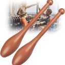 Wood Indian Clubs Pair 2lb for Training Wooden Mace Exercise Club for Strength Training Rehabilitation Improves Grip Full Body Workout for Men Women,S