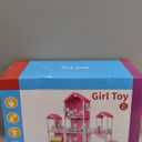 Pink Villa Playset for Girls Ages 3-7, 4-Story 10-Room House with 2 Dolls, Furniture & Accessories, Pretend Play Toddler Toy, Birthday Gifts for Kids 3-8