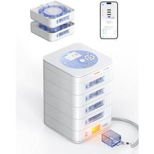 56-Day Automatic Pill Dispenser App & On-Device Setup by Family, LCD Display, Digital Lock, Sound & Light Alerts Safe Medication Organizer Management for Seniors (4-Tray, White) 56-Day Automatic Pill Dispenser App & On-Device Setup by Family, LCD Display, Digital Lock, Sound & Light Alerts Safe Medication Organizer Management for Seniors (4-Tray, White)