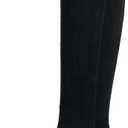 Modatope Knee High Boots Women Flat Rounded Toe Stretchy Boots Side Zipper Dress Tall Boot (6.5, A-suede Black)