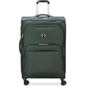DELSEY PARIS Sky Max 2.0 Softside Expandable Luggage with Spinner Wheels, Green, Checked-Large, 28 Inch