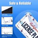 White Purple Tulips Flower License Plate Frame Beautiful Floral License Plate Frames Stainless Steel Accessories Cars Decor with 4 Holes and Screws Fits Standard US CA Vehicles Size 12.2 x 6 Inches