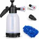 0.5 Gal Hand Pump Foam Sprayer, 68 oz Car Wash Foam Sprayer, Foaming Pump Sprayer with Two Adjustable Nozzles, Microfiber Wash Mitt, Ideal for Home Cleaning, Car Detailing, Garden Watering (White)