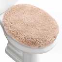 Luxury Soft Microfiber Toilet Lid Cover Machine Washable Solid Toilet Seat Cover 17.5" x 15" Adjustable Rubber Backing Fits Most 16-17.5" L x 14-16" W Round Oblong and Elongated Toilet Seat