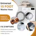 15 FT Washing Machine Hose,Long Washer Water Supply Hoses Hot And Cold Connection(2Packs),Washer Machine Hose Universal Fit for All Standard Wash Machines-by MIFLUS