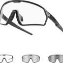 BangLong Photochromic Cycling glasses for Men Women, Clear Running MTB Sunglasses UV Protection (Black Frame-photochromic)