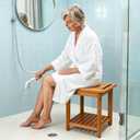 Teak Shower Stool 17" for Inside Shower, HeavyDuty Shower Bench Seat | Non-Slip Shower Stool with Storage Shelf, Waterproof Shower Chair for Seniors & Post Surgery, Safe Bathing & Everyday Comfort