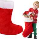CCINEE 20In Large Christmas Stocking, Oversized Red Velvet Plush Christmas Stockings with Faux Fur Giant Xmas Stocking for Fireplace Christmas Tree Stairs Mantel Holiday Decorations