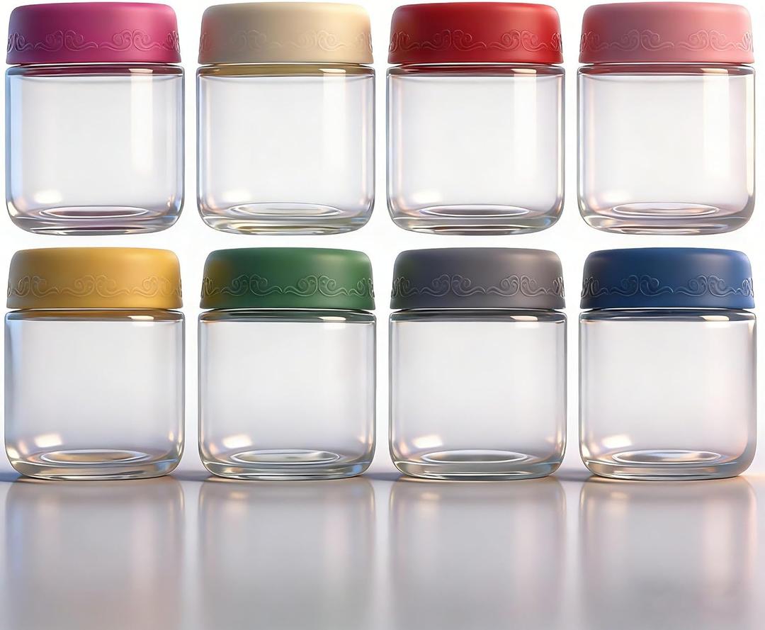4oz 8Pack Glass Dressing Jars with Leakproof Lids, Containers for Sauce, Salad Dressing, Dips & Snacks  Reusable Glass Food Storage Cups for Lunch Box & Meal Prep(4oz-8Pack)