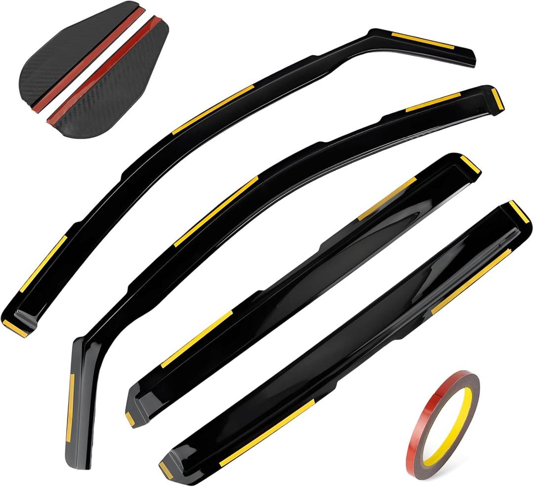 PSLER 4PCS Side Window Vent Visor Window Deflectors for Dodge RAM 2500 3500 Crew Cab 2019 2020 2021 2022 2023 2024 2025 Car Accessories Rain Guards Window Visors Vent Deflector