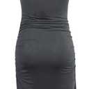 Smallshow Women's Short Sleeve Maternity Dress Ruched Pregnancy Clothes (Gray)