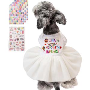 DIY Dog Cat Birthday Dress for Small Medium Dogs,Stickers Custom Pet Name,Versatile Cotton Pet Dresses Tutu Skirt Outfit for Every Occasion,Dog Birthday Outfit Girl,X-Large (X-Large(Bust:20.4"))