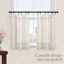 Lino Rosa Cafe Curtains 24 Inch Length,Sheer Short Linen Curtains for Boho Kitchen Bathroom Window Decor,Sage Green and Cream