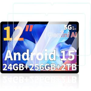 UYRUREL Screen Protector for Relndoo TAB9 Android 15 12-inch Tablet, Anti-Scratch 9H Hardness Touch Sensitive 2.5D Rounded Edges Bubble Free Easy to Install,2 Pack.