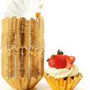 Gold Cupcake Liners,100 Count Standard Wave Muffin Wrappers Non-stick Greaseproof 210g PET Coated Paper Baking Holder for Wedding, Easter Party, No Muffin Pan Needed