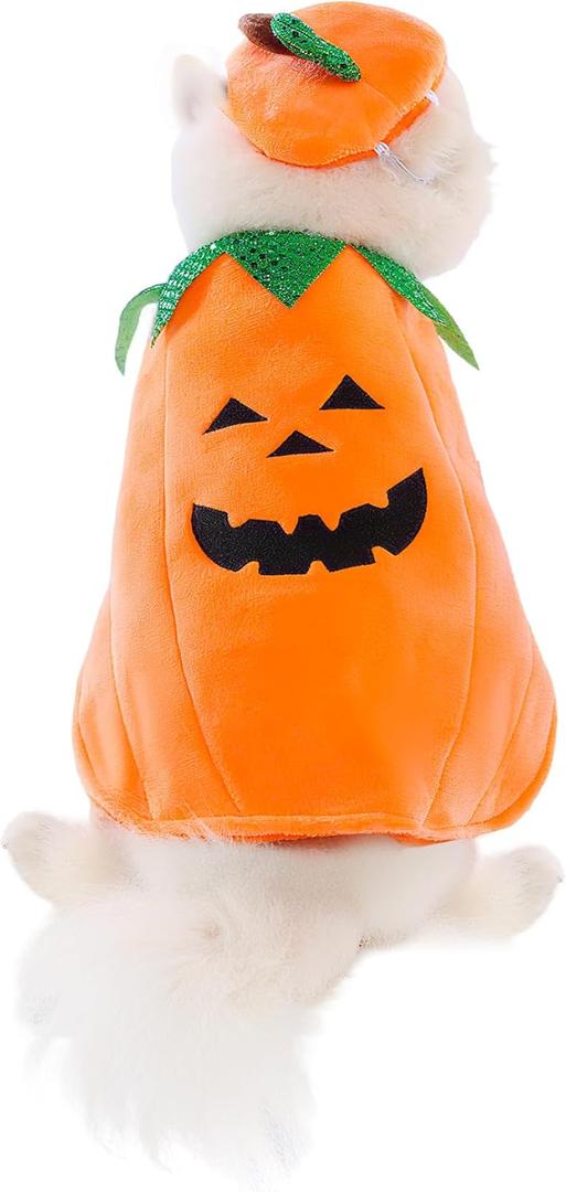 Dog Cat Halloween Pumpkin Costume Pet Cosplay Outfits Halloween Hat Cloak Sets Pet Pumpkin Costume for Small Medium Large Cats Dogs (X-Large)