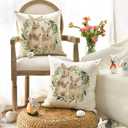 AVOIN colorlife Easter Bunny Wreath Throw Pillow Covers, 18 x 18 Inch Rabbits Eucalyptus Leaves Cushion Case Decoration for Sofa Couch Set of 2