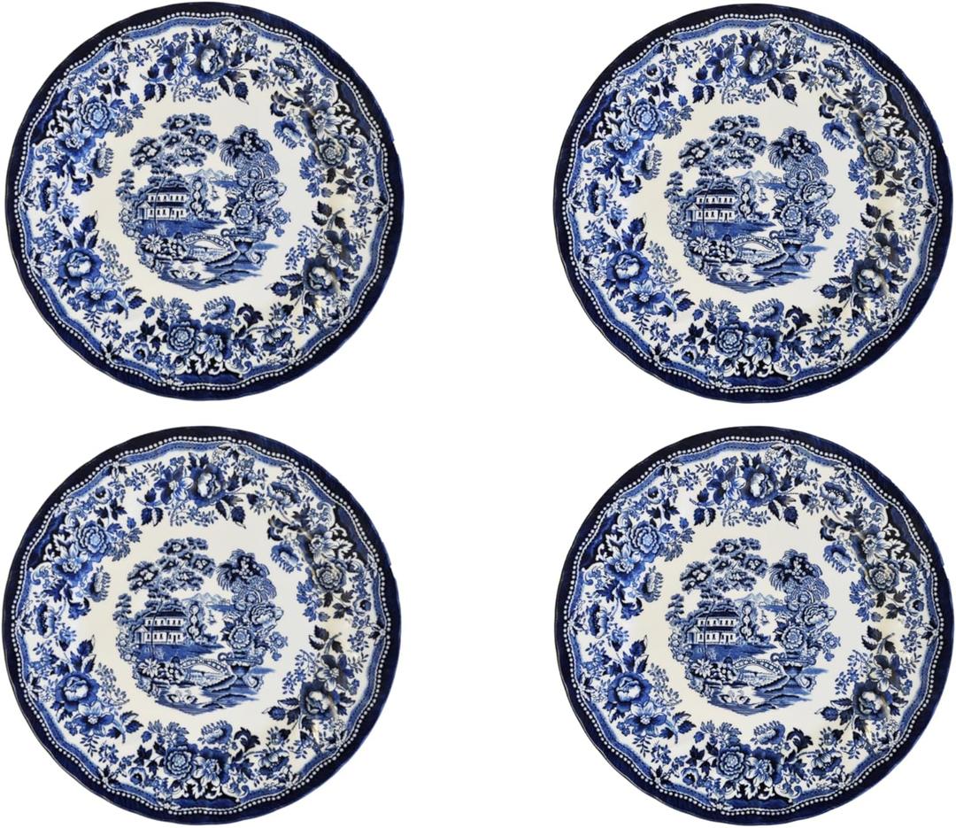 Churchill New Royal Wessex Tonquin Blue Chelsea 10" Dinner Plate - Set of 4, Made in England